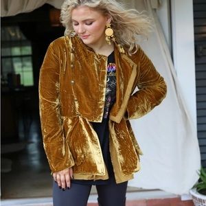 NWT Free People $228 Crushed Velvet Faye Military Victorian Jacket Size XS
